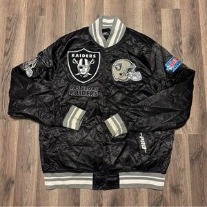 Las Vegas Raiders Black Quilted Bomber Jacket